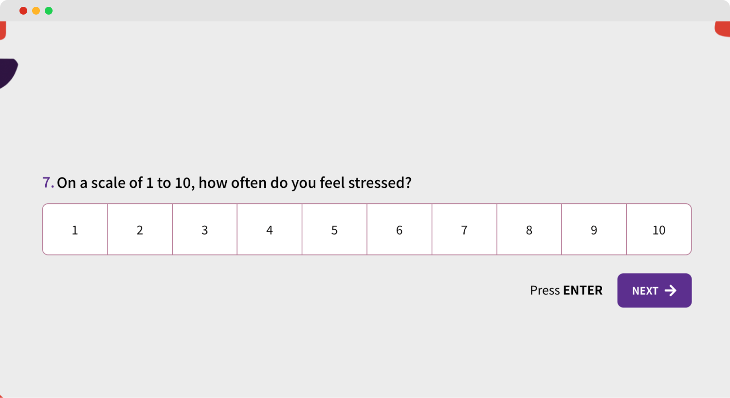 A question example about quantitative research about stress